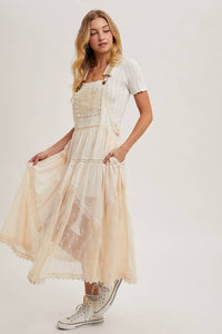 Millie Lace Embroidered Tulle Bib Maxi Dress