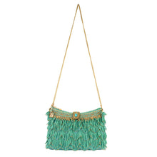 Load image into Gallery viewer, Shimmy, Turquoise Fringe Beaded Crossbody Handbag
