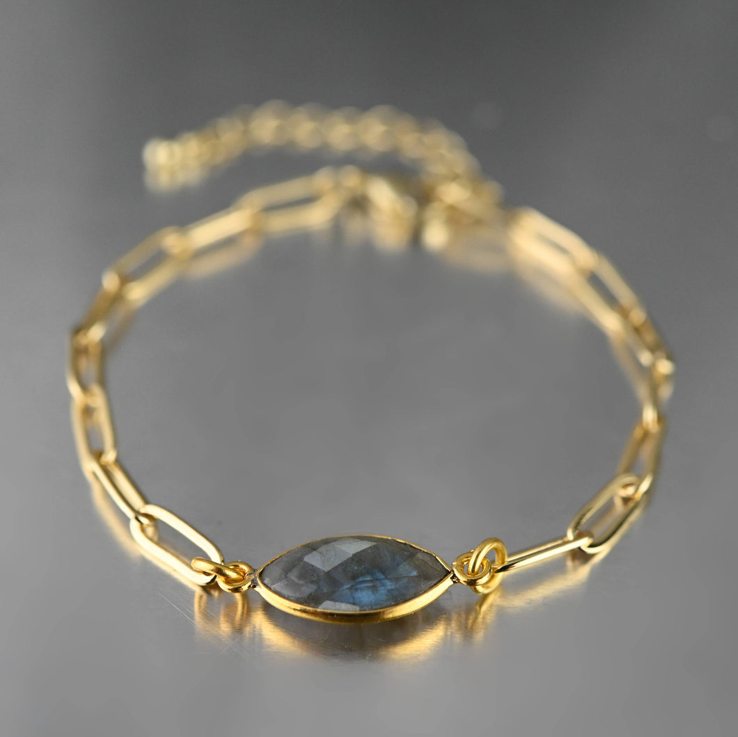 Paperclip Chain Bracelet with Labradorite