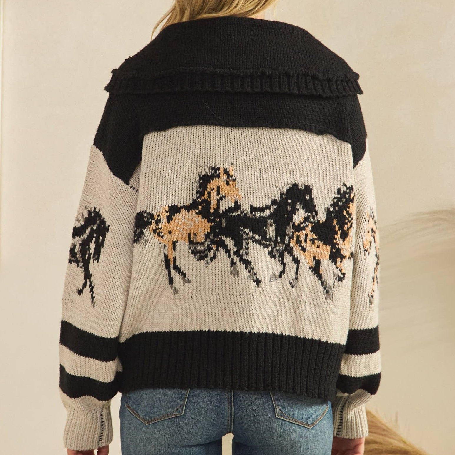 Wild Run Horse Print Knit Cardigan – Madame Peacock's