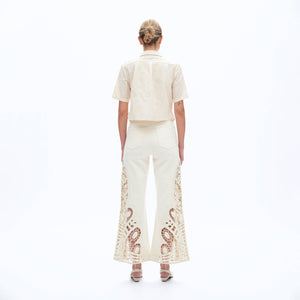 Bayeas High Rise Lace Wide Leg Jeans