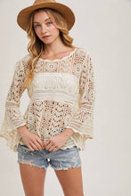Load image into Gallery viewer, Donna Crochet Sheer Bell-Sleeve Pullover
