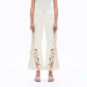 Bayeas High Rise Lace Wide Leg Jeans