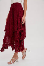 Load image into Gallery viewer, Aria Lace Tiered Midi Skirt
