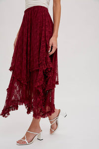 Aria Lace Tiered Midi Skirt