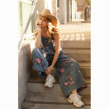 Load image into Gallery viewer, Ashton Floral Print Denim Sleeveless Jumpsuit
