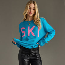 Load image into Gallery viewer, Blue &amp; Pink Ski Sweater
