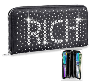 Bold Rhinestone Rich Accordion Wallet