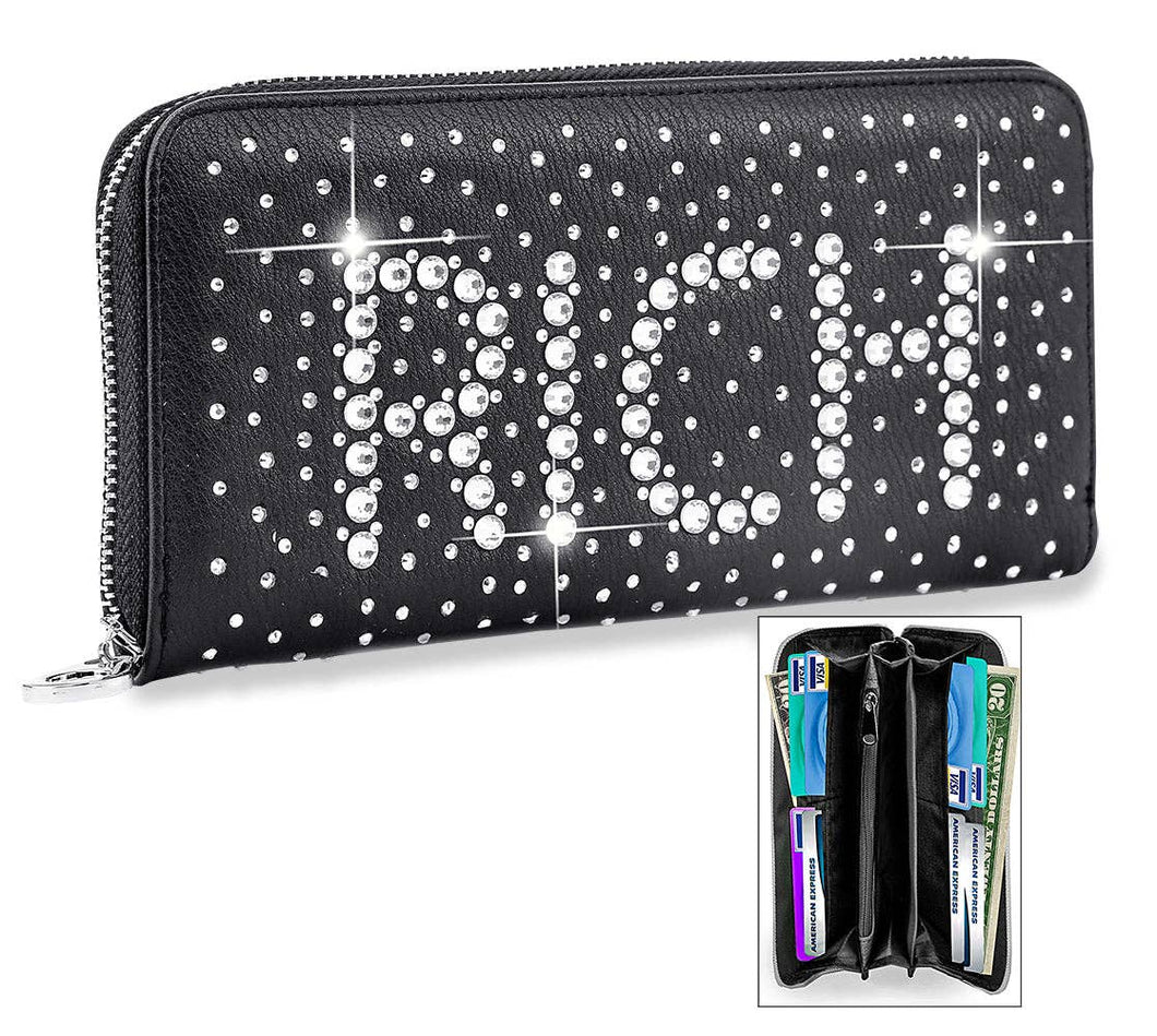 Bold Rhinestone Rich Accordion Wallet