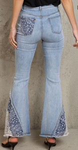 Retro Fabric Inset Flare Jean