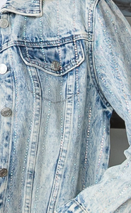 Striped rhinestone jean jacket