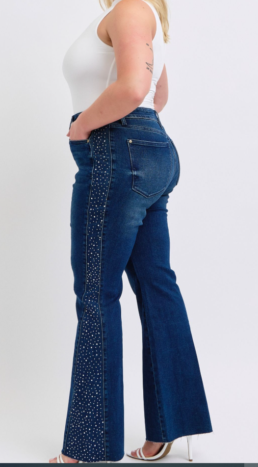 Judy Blue Plus Rhinestone side jean