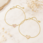 Kendra Scott Ari Heart Gold Delicate Chain Bracelet in Rose Quartz and Iridescent Drusy variants