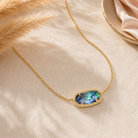 Kendra Scott Elisa Pendant Necklace in Gold Abalone Shell with a blue-green iridescent oval pendant and delicate gold chain