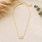 Kendra Scott Elisa Short Pendant Necklace in Gold Iridescent Drusy with a sparkling oval pendant on a delicate gold chain and Lobster clasp