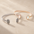 Kendra Scott Elton Cuff Bracelet variants in Rose Gold Dichroic Glass and Rhodium Platinum Drusy