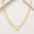Kendra Scott Emilie Multi Strand Necklace in Gold Iridescent Drusy with layered chains and sparkling oval pendant