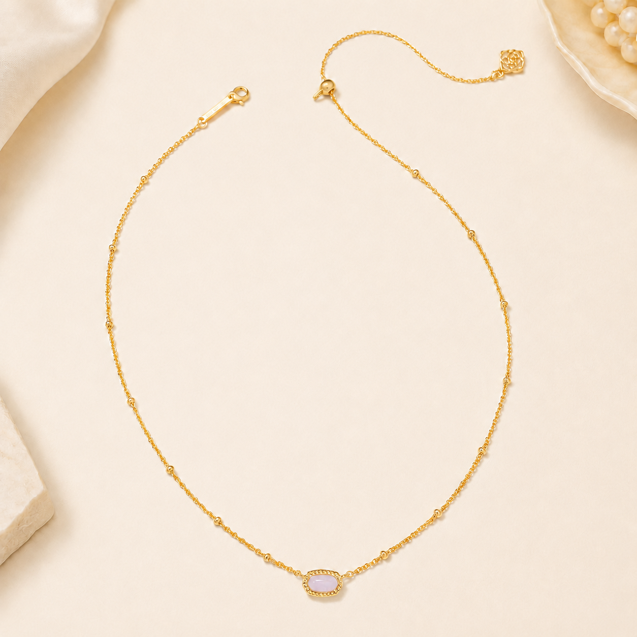 Kendra Scott Mini Elisa Gold Satellite Short Pendant Necklace in Pink Opalite Crystal blush pendant
