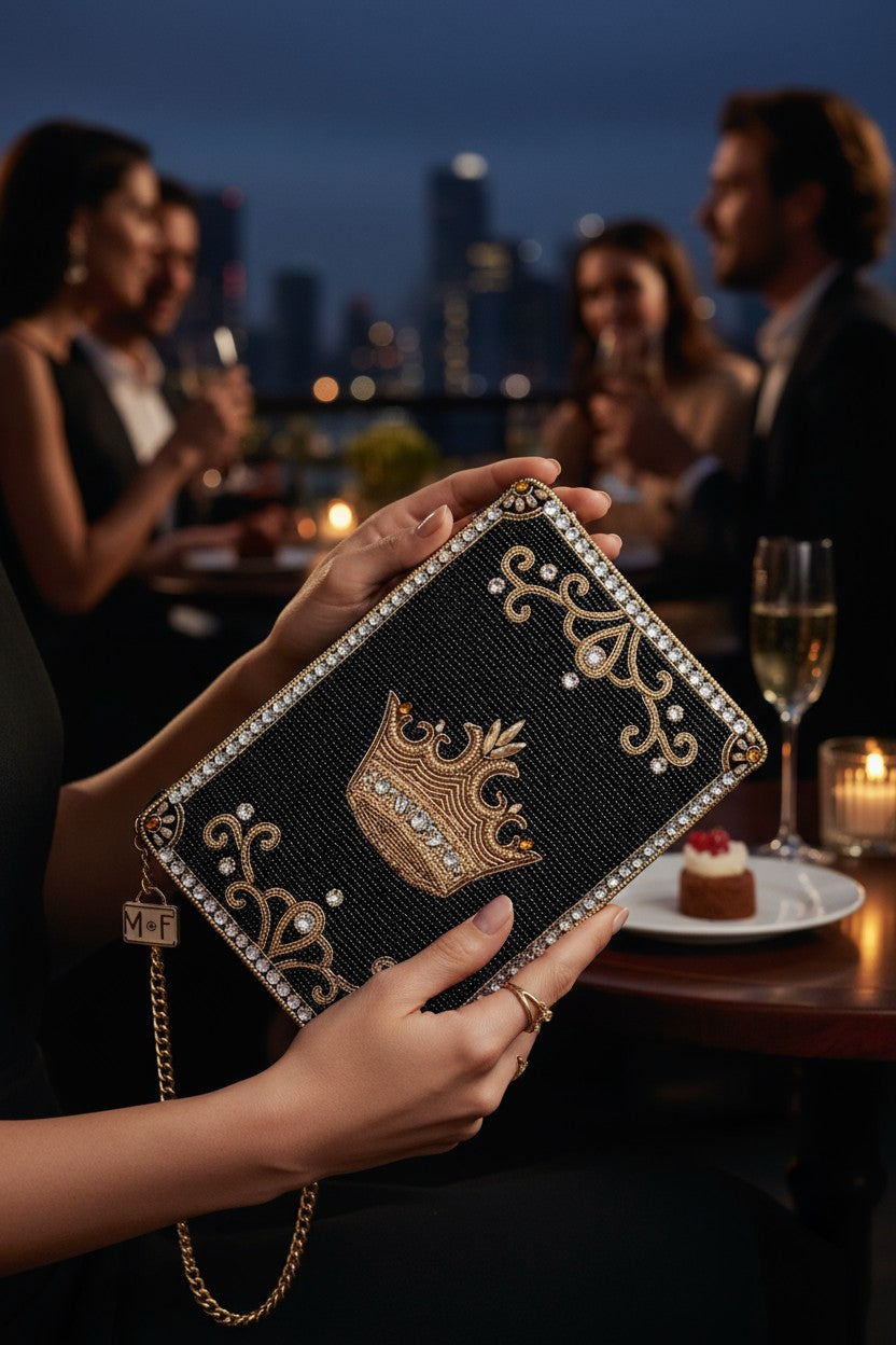 Royalty Gold Crown Mini Crossbody Handbag