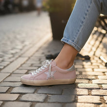 Load image into Gallery viewer, Paula Dust Pink Suede Star Sneakers
