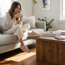 Load image into Gallery viewer, Paula Dust Pink Suede Star Sneakers
