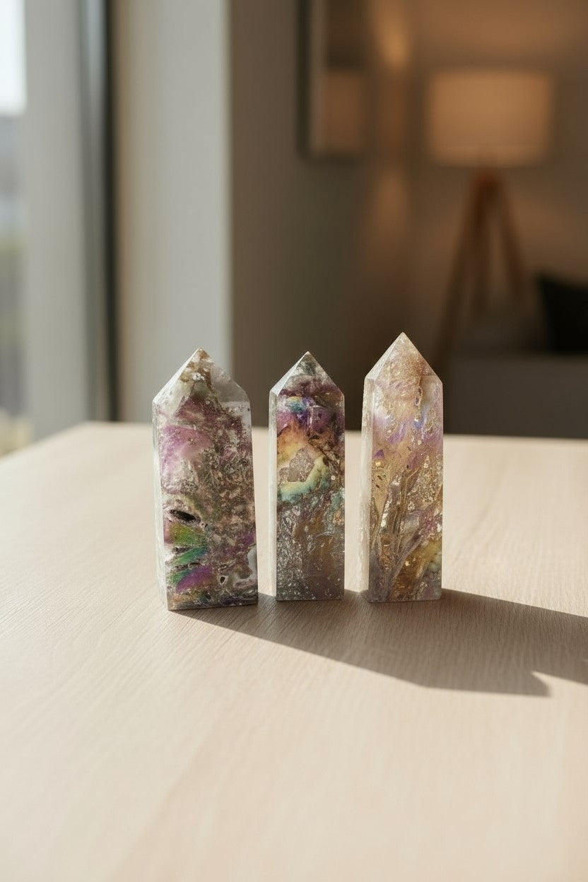 Angel Aura Druzy Sphalerite Obelisk Tower
