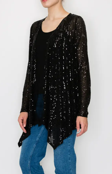 Origami Solid Sequin Cardi