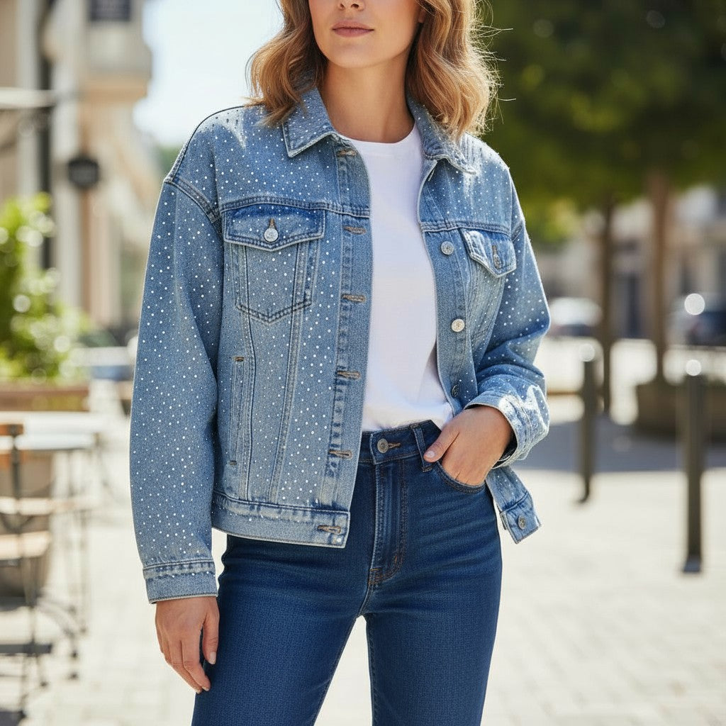Vocal Rhinestone Jean Jacket