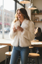 Load image into Gallery viewer, Helen White Fuzzy Coat
