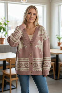 Harmon Oversized Western Graphic Knit Cardigan