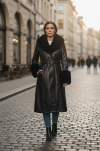Azalea Wang Kaya Long Black Fur Jacket