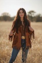 Load image into Gallery viewer, Chelline Faux Suede Fringe Studwork Jacket
