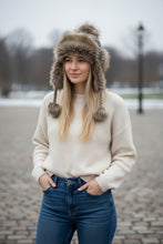 Load image into Gallery viewer, Mocha Faux Fur Winter Flap Hat
