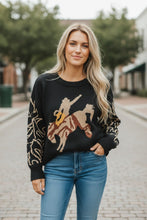 Load image into Gallery viewer, Skyler Black Rodeo Knit Sweater
