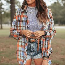 Load image into Gallery viewer, Vintage Plaid Loose Button-Up
