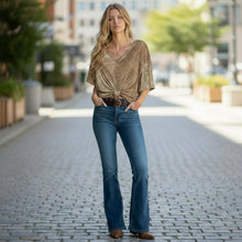 Load image into Gallery viewer, Miranda Tan Leopard V-Neck Tee
