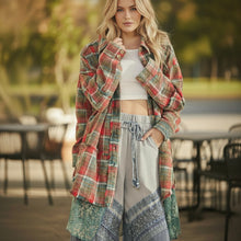 Load image into Gallery viewer, Izzie Washed Plaid Embroidered Shacket
