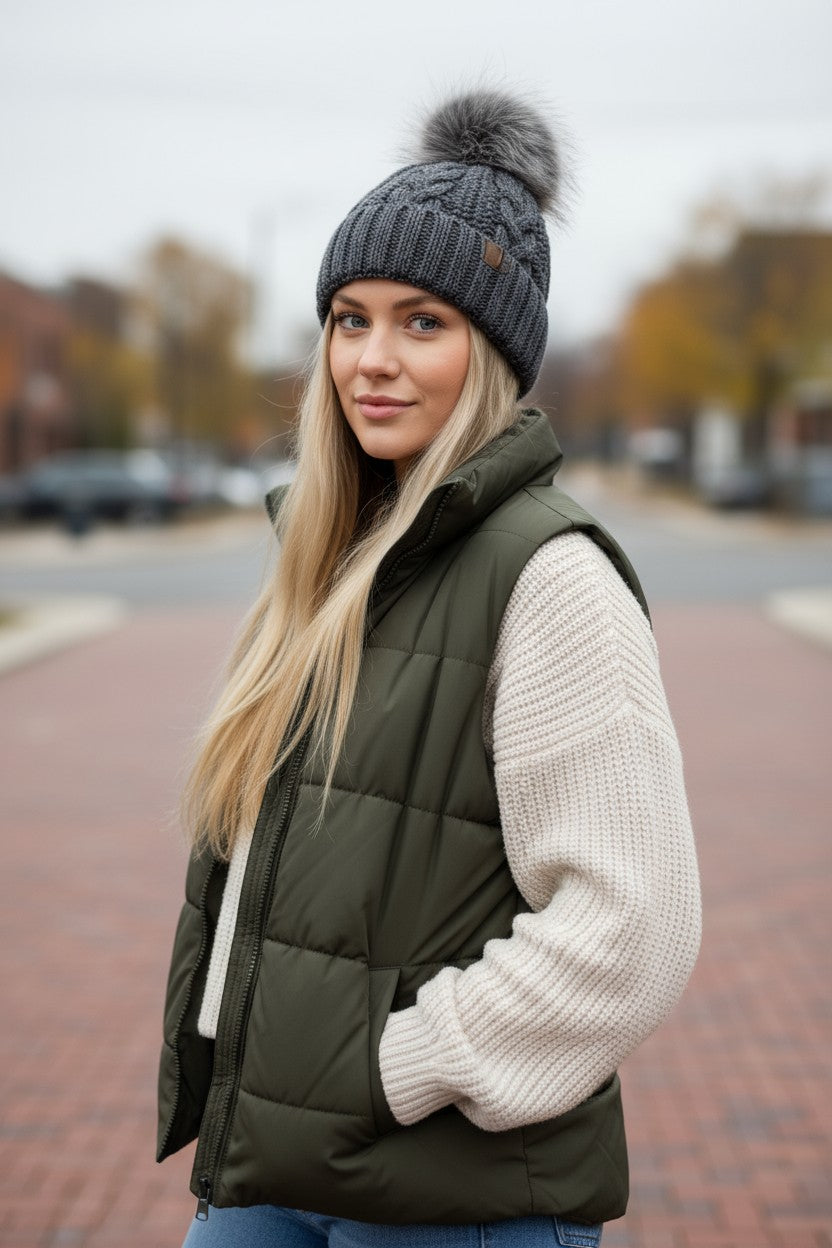 Cable Weave Fleece Lined Beanie