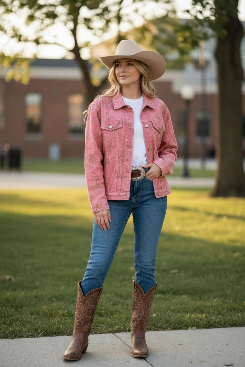 Lonnie Western Motif Embroidered Linen Jacket