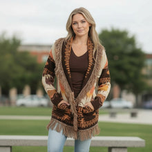 Load image into Gallery viewer, Carlie Fringe Shawl Aztec Cardigan
