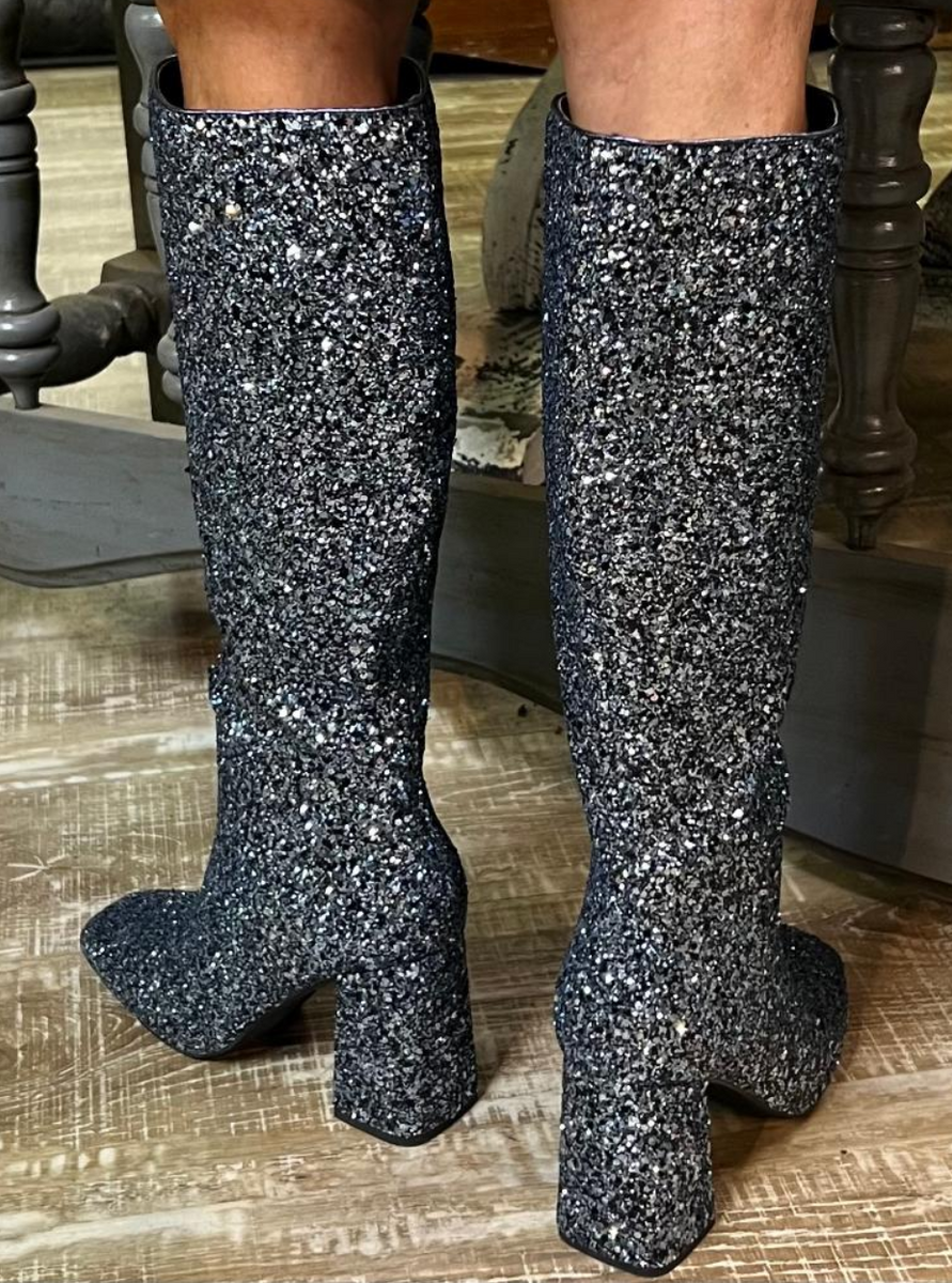 Yolo Sapphire glitter boot – Madame Peacock's Beer & Bling