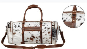 Cowhide Leather Trimmed Large Duffel.