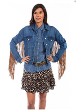 Load image into Gallery viewer, Scully leopard fringe jean jacket
