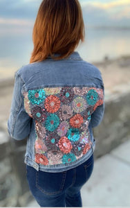 True Blue Clothing Sequined Jean Jacket