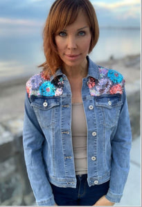 True Blue Clothing Sequined Jean Jacket