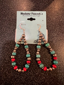 Navajo Pearl, Coral and Turquoise Earring